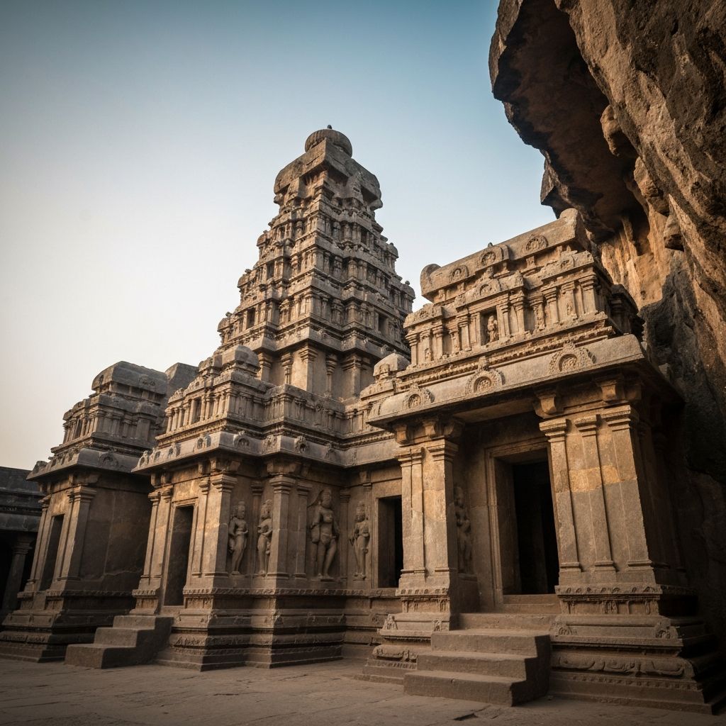The magnificent Kailasa Temple carved from a single rock