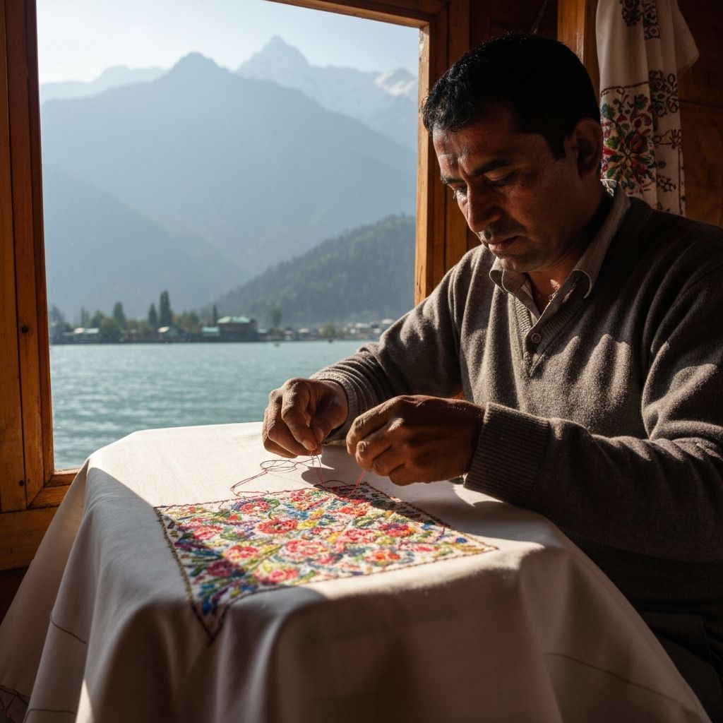 Kashmiri embroidery artisan at work