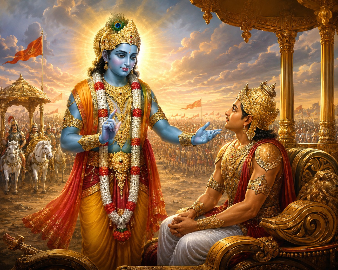 Krishna and Arjuna on the chariot