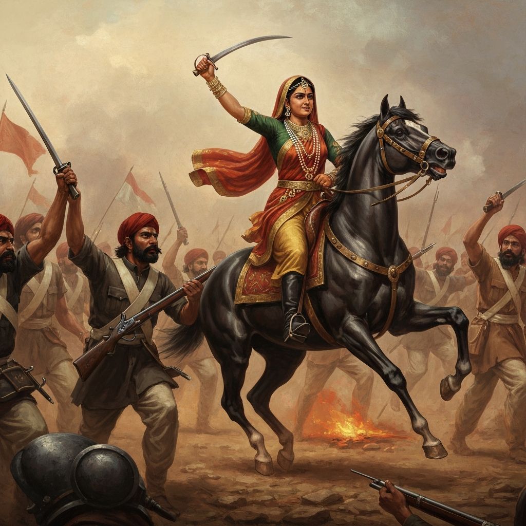 Rani Lakshmibai of Jhansi leading the revolt of 1857