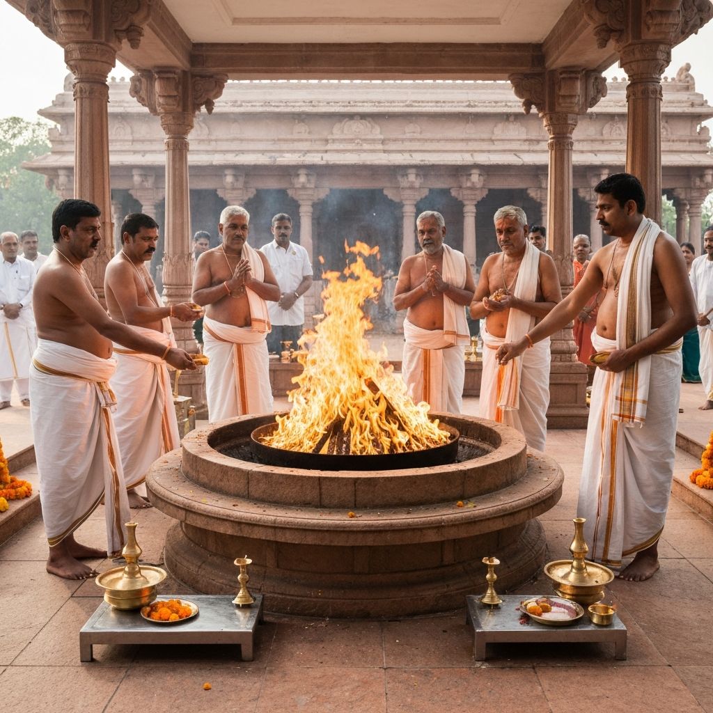 Vedic priests performing ritual chanting