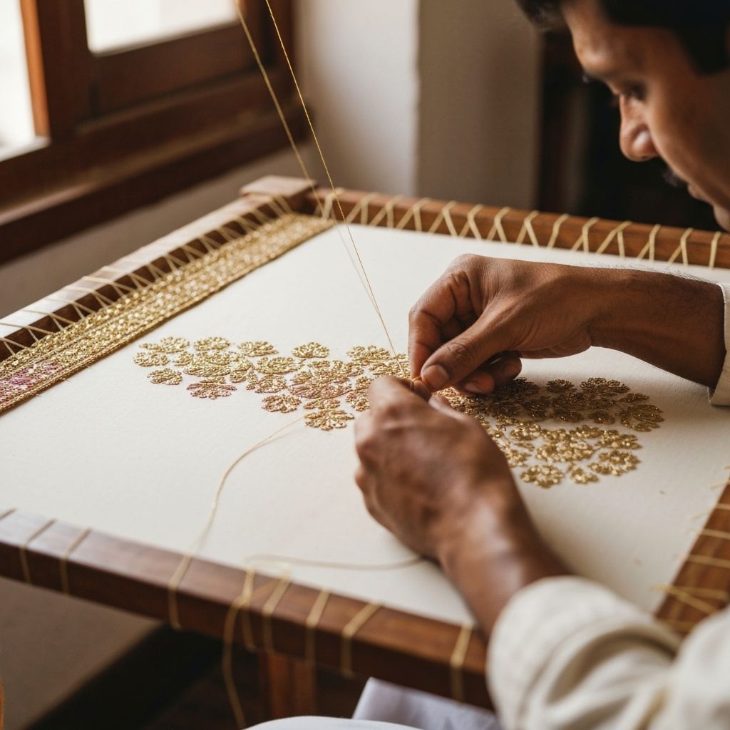 Zardozi artisan at work
